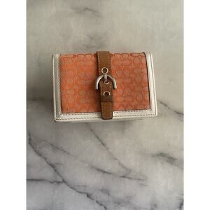 💰SOLD💰Rare Vintage Coach Snap Closure Card Holder In Orange Signature Print